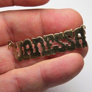 14k Gold Name Plate VANESSA Hand Made